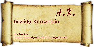 Aszódy Krisztián névjegykártya